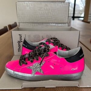 Golden Goose Pink and Silver Sneakers Vibrant Design